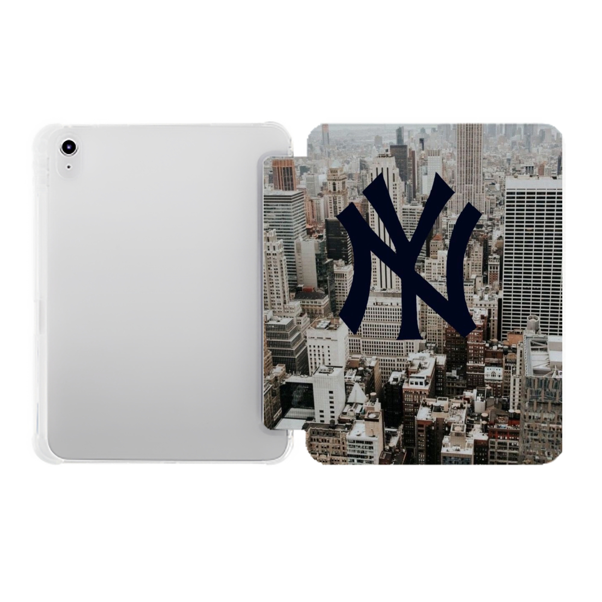New York Yankees 171 Premium Tri-Fold PU Leather & Silicone IPad Case With Pencil Slot – Fits 9.5,10.5,10.9 – Adjustable Stand, Slim, Protective